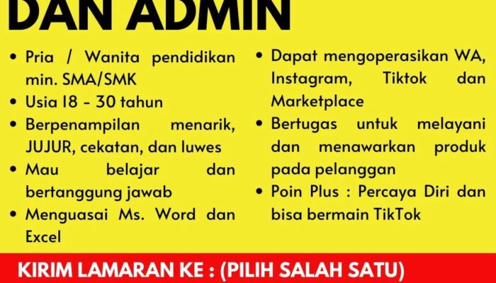 Lowongan Kerja Pramuniaga dan Admin PRINCE FURNITURE PURWOKERTO